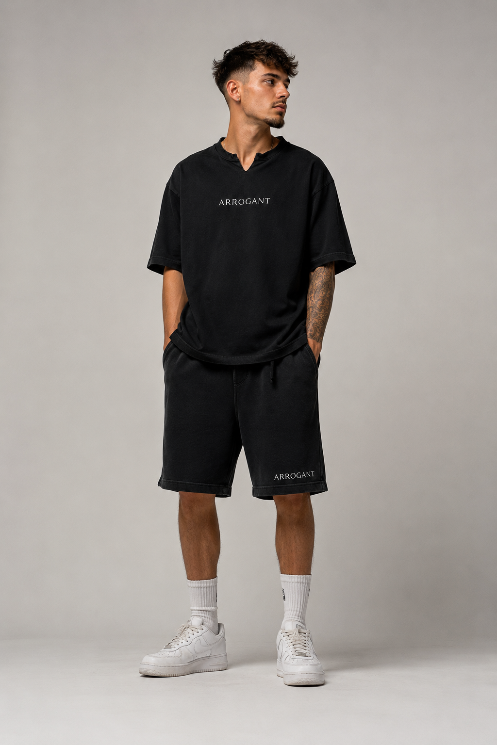 ARROGANT Heritage Oversized Shorts - Washed Black